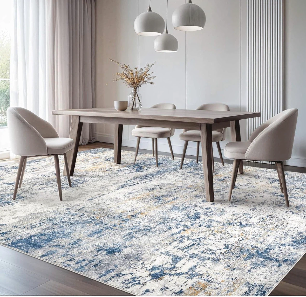 Abstract Blue and White Area Rug 10x14 ft - photo 5