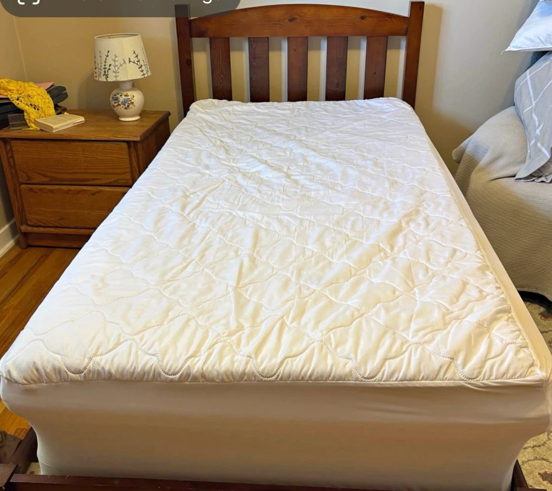 Wooden Bed Frame with Mattress Topper