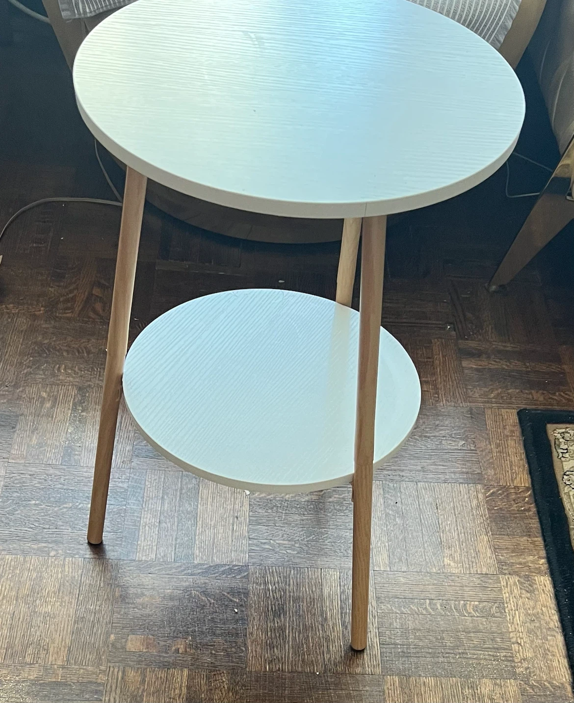 White Round Side Table with Two Tiers
