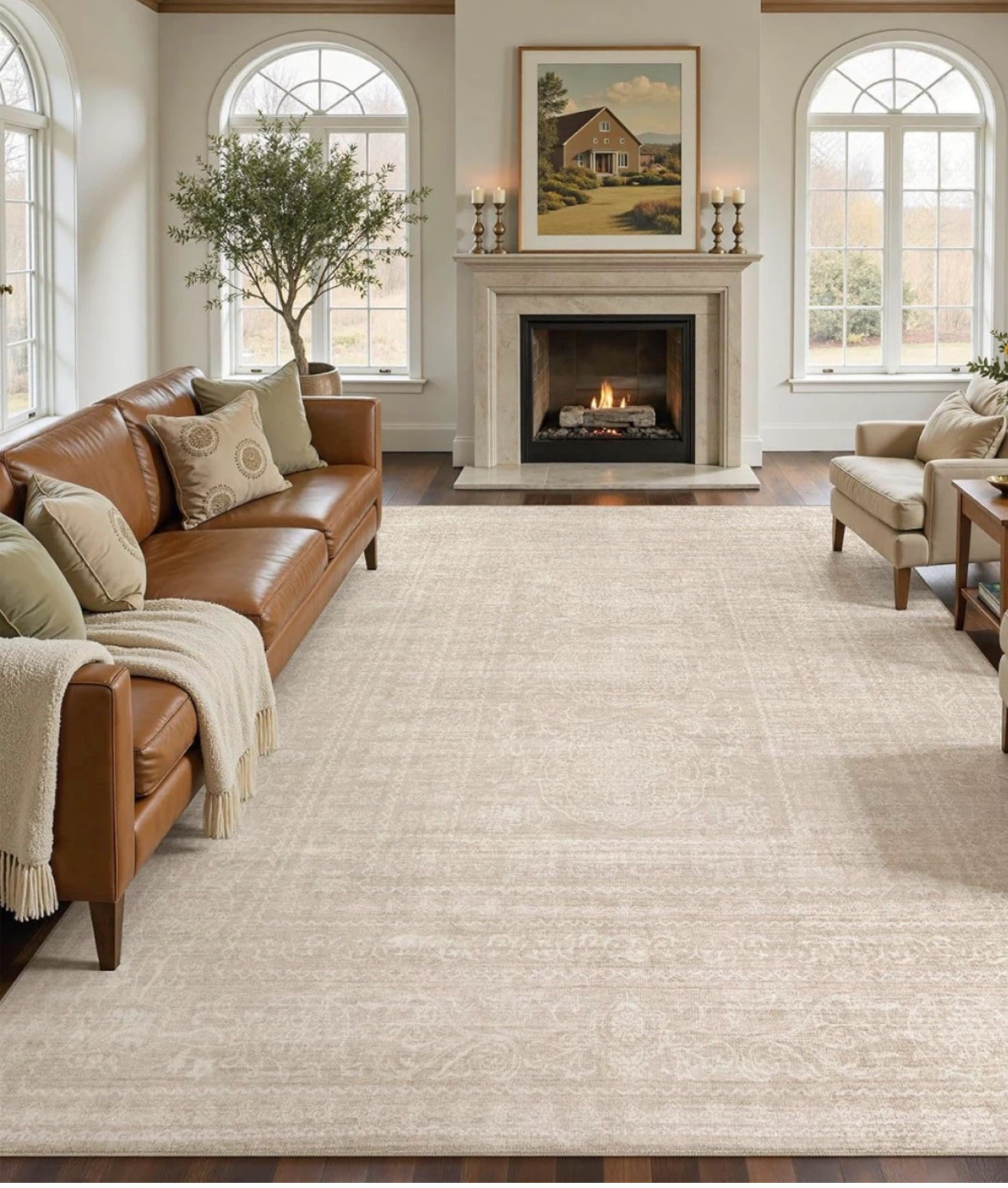 Classic Beige Area Rug 8'x10'