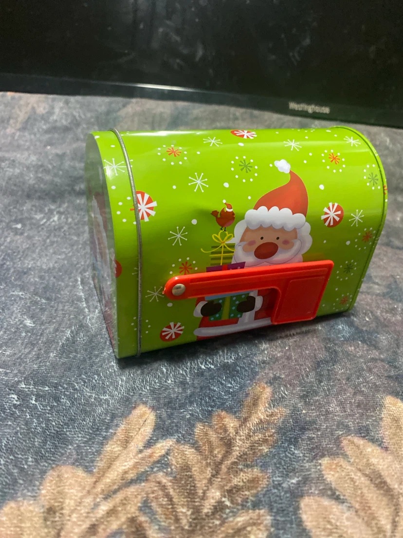 Christmas decorative tin mailbox for money