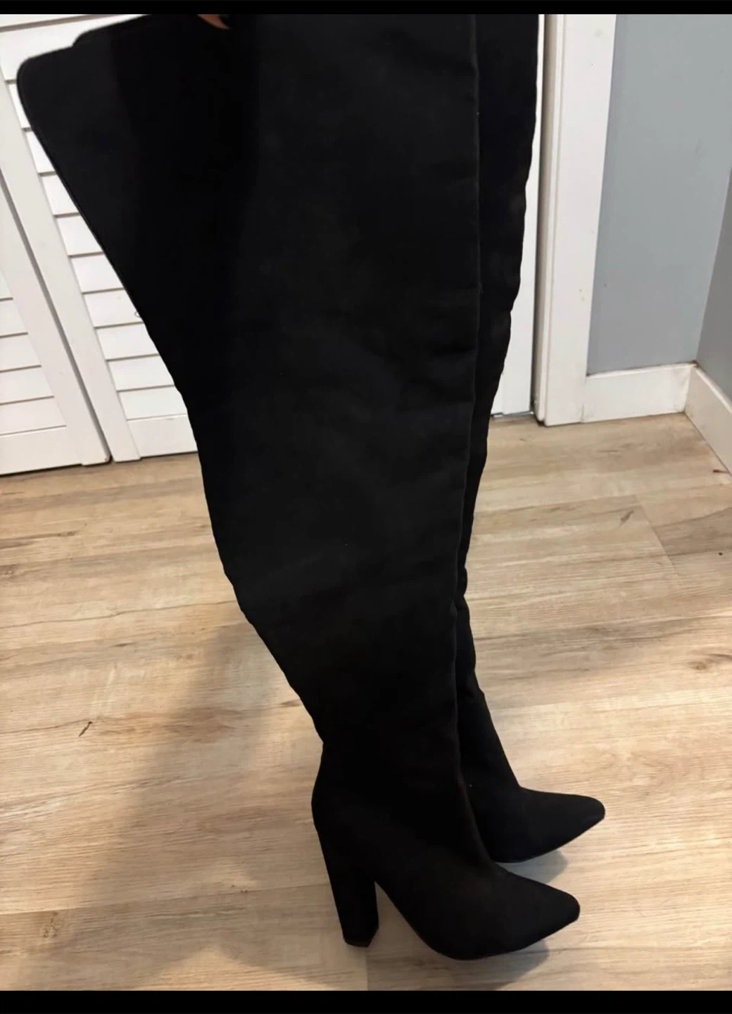 Black Suede Over-the-Knee Boots