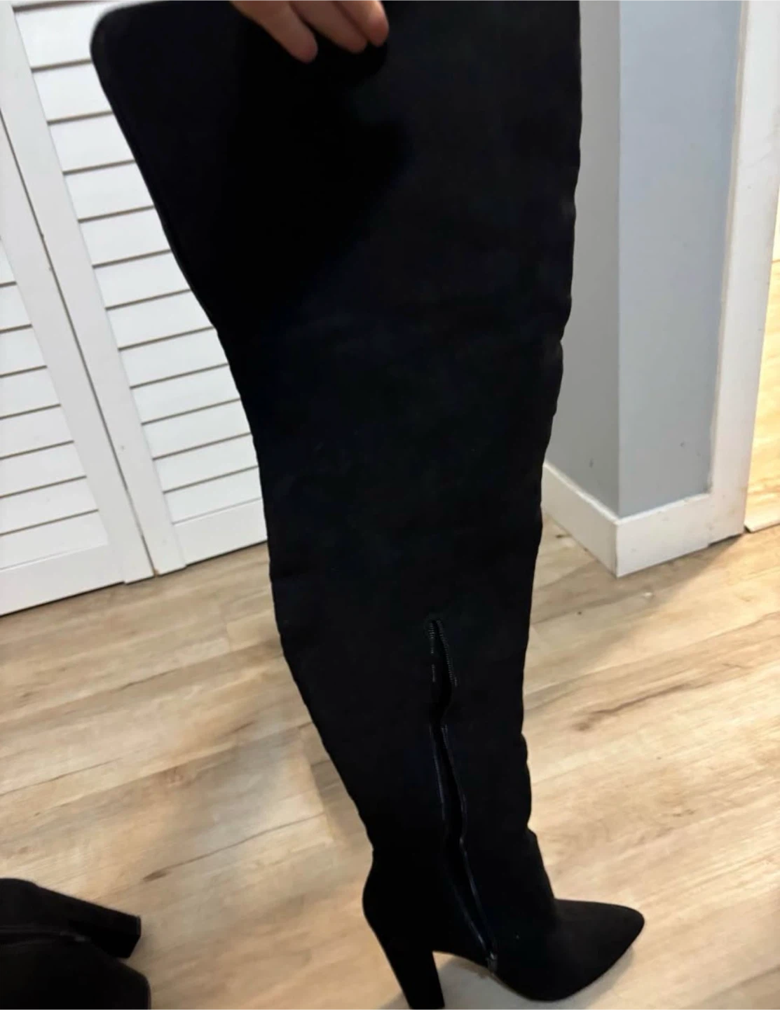 Black Suede Over-the-Knee Boots - photo 3