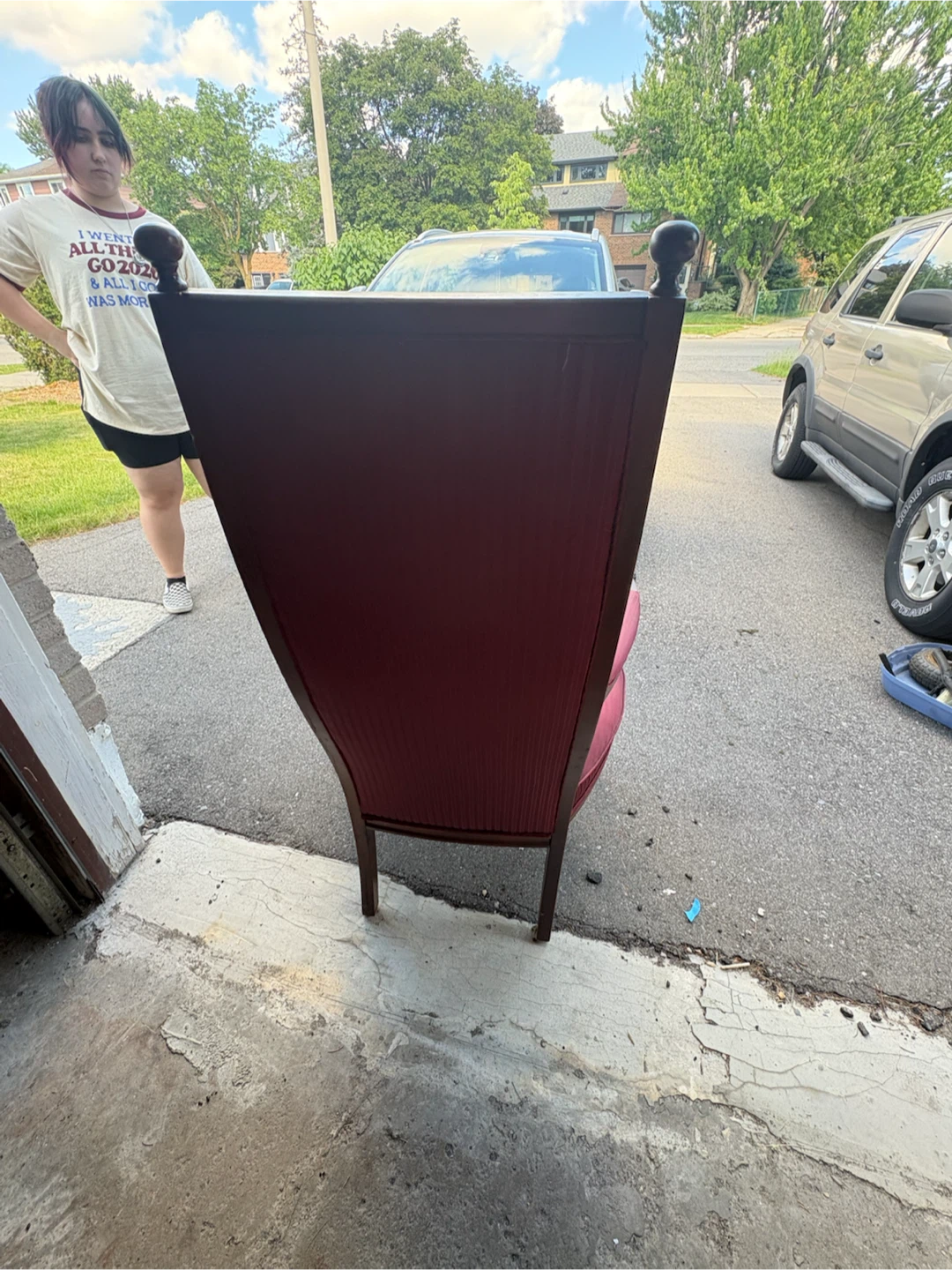 Vintage Tufted Accent Chair - Deep Red - photo 5