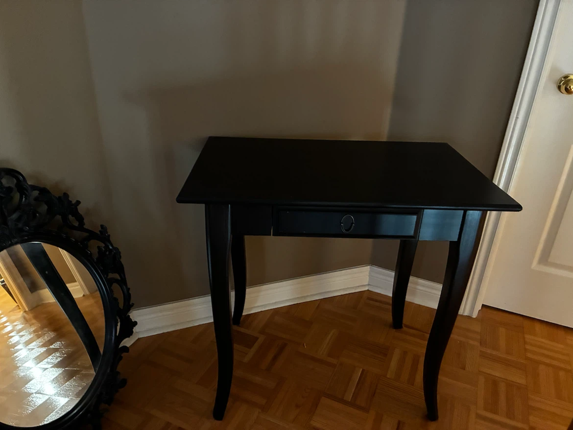 IKEA LEKSVIK Black Side Table with Drawer
