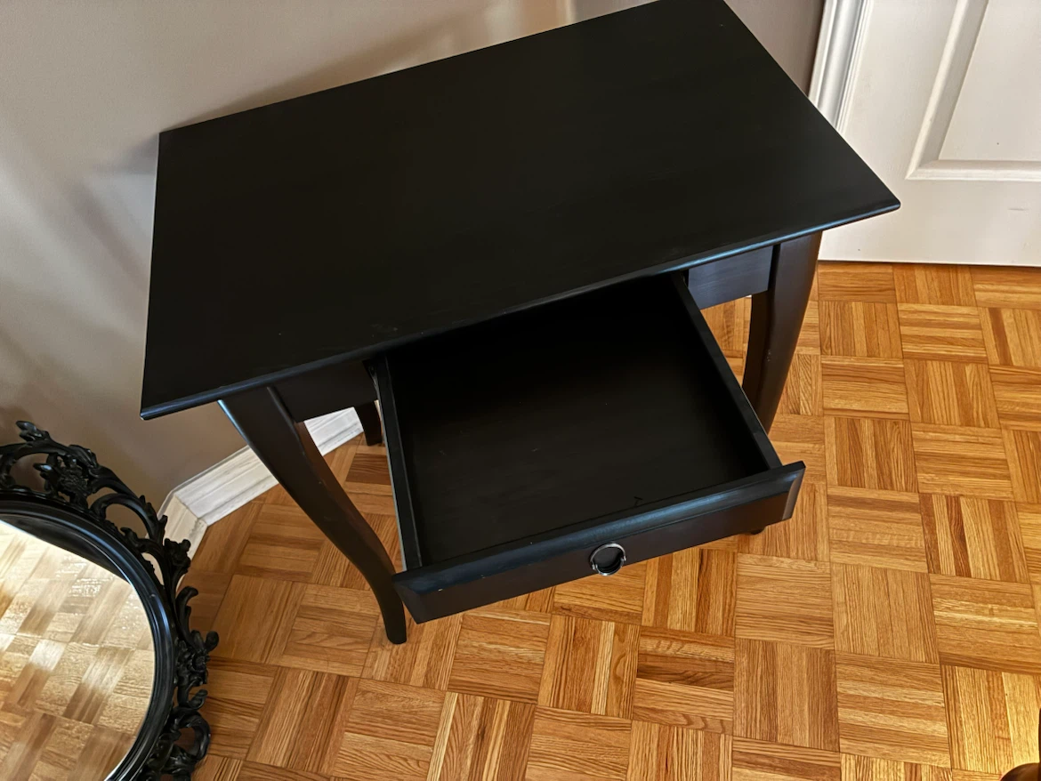 IKEA LEKSVIK Black Side Table with Drawer - photo 2