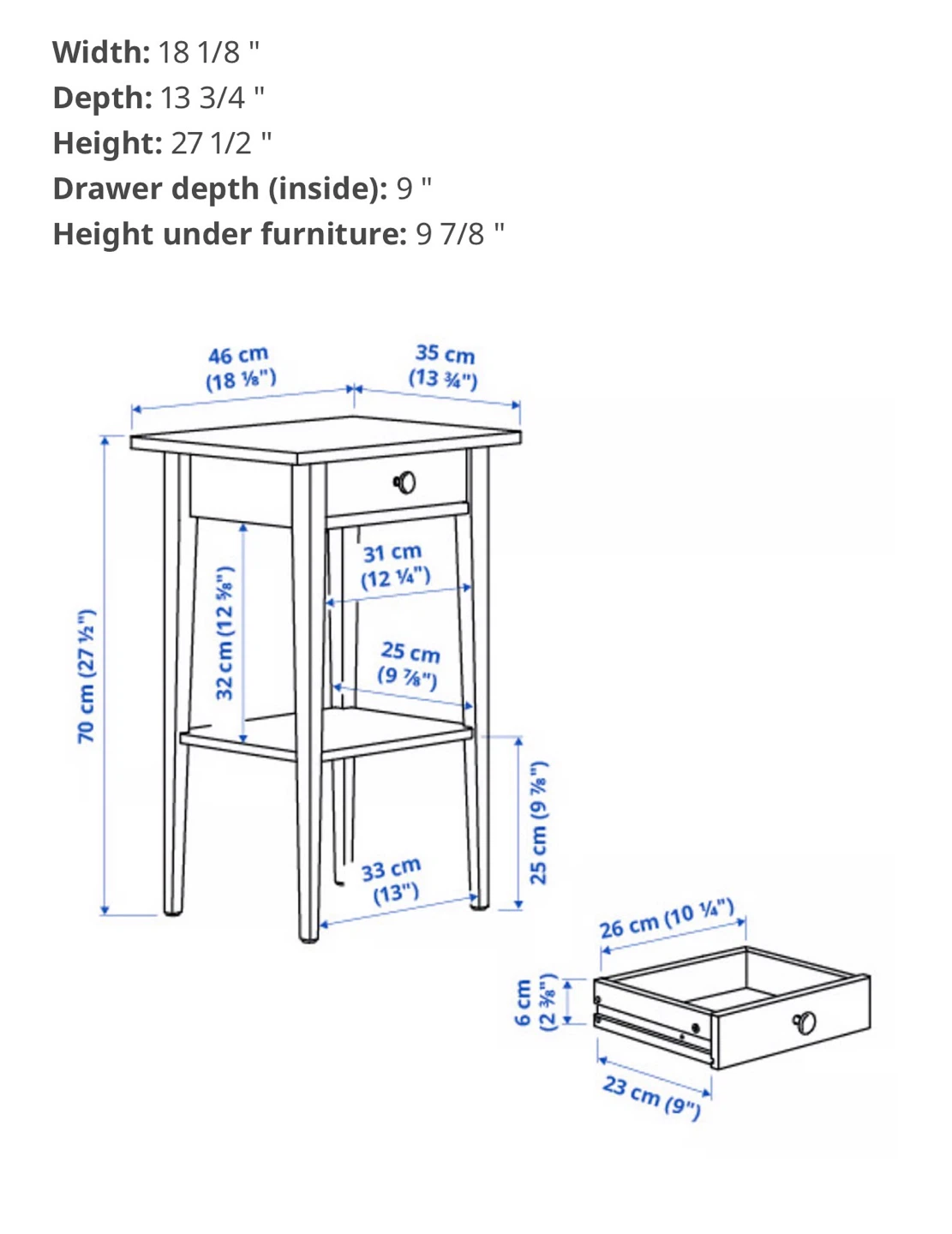IKEA Hemnes Night stand with single drawe - photo 2