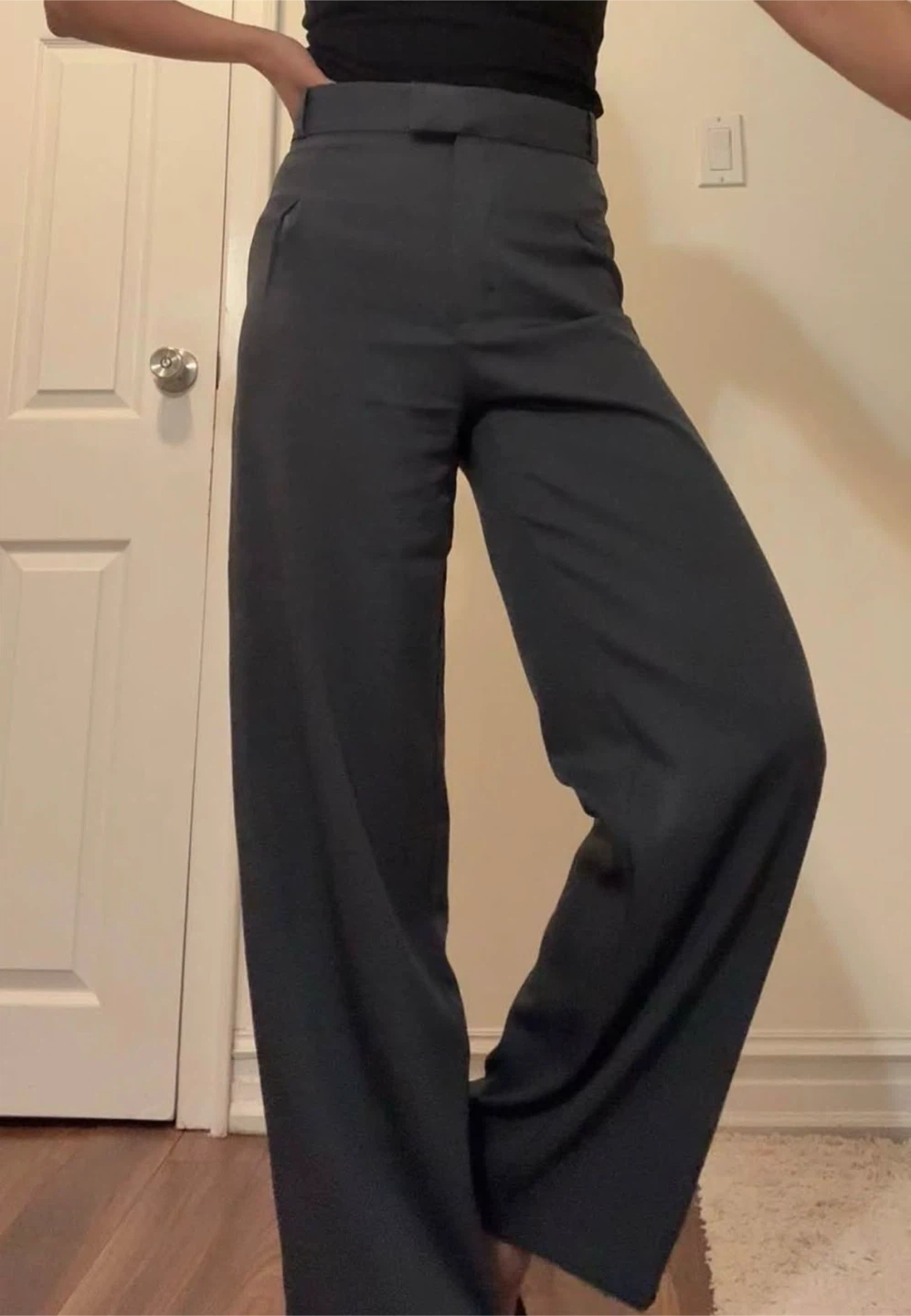 Women's Dark Grey Wide Leg Trousers