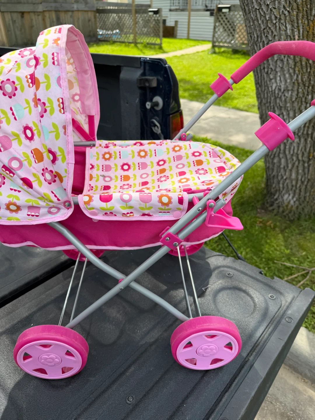 Pink Floral Doll Stroller
