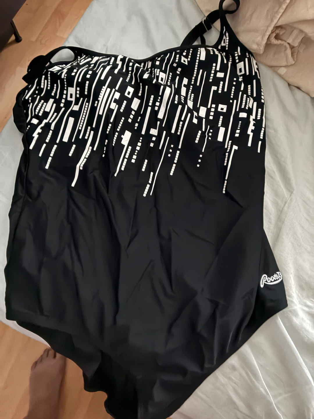 Roots One-Piece Swimsuit - Black Geometric Pattern