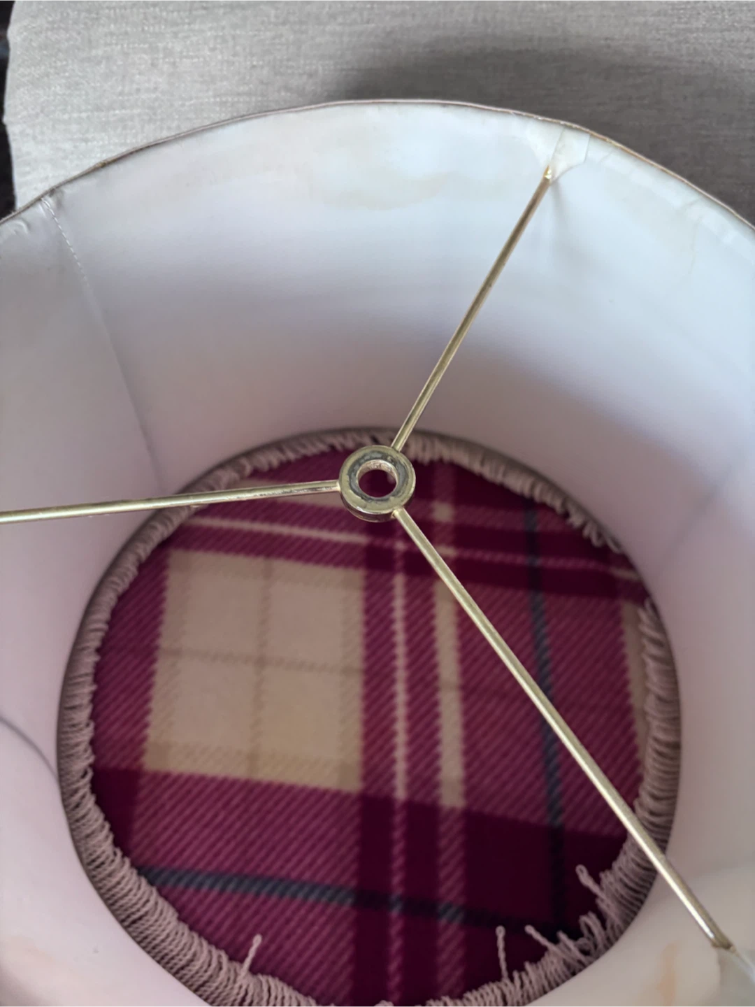 Lampshade with Fringe and Plaid Interior - photo 2