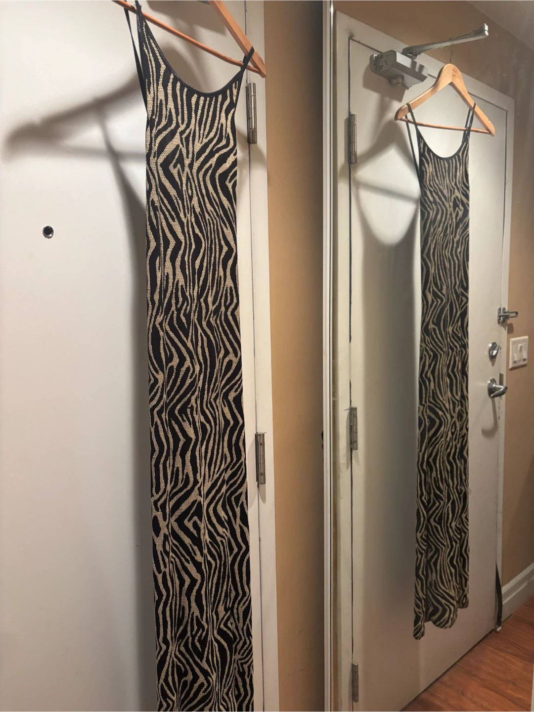 Sexy Cross-back Maxi Dress Zebra Print, size L