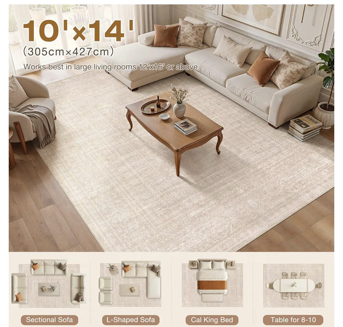 10'x14' Area Rug - Cream/Beige (305cm x 427cm) - photo 2