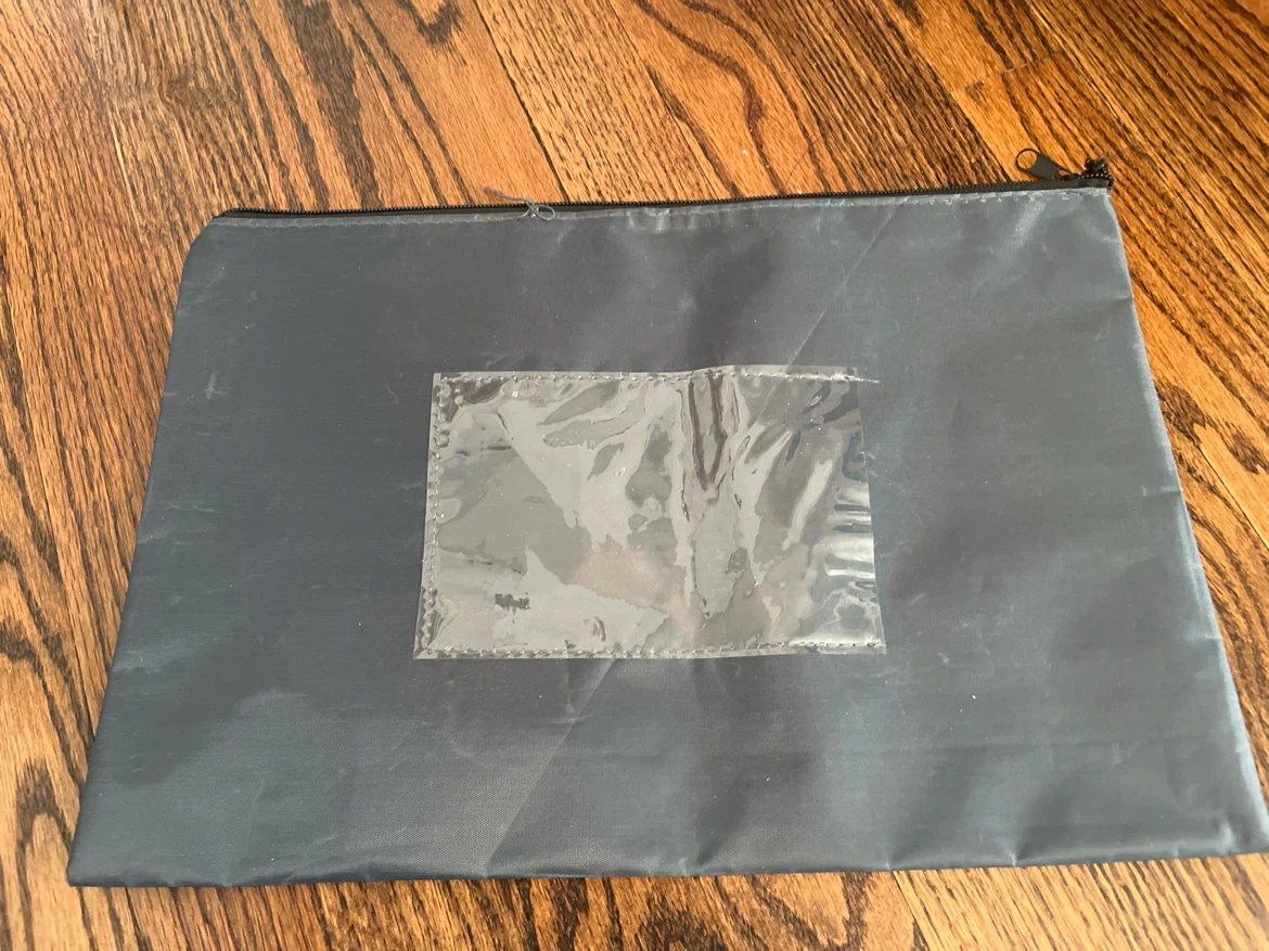 Grey Zippered Pouch with Clear Window