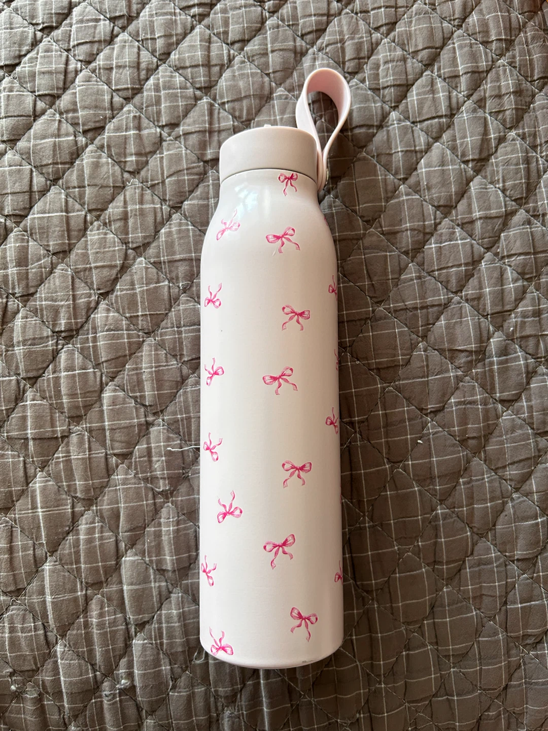 Pink Bow Water Bottle with Straw - Indigo