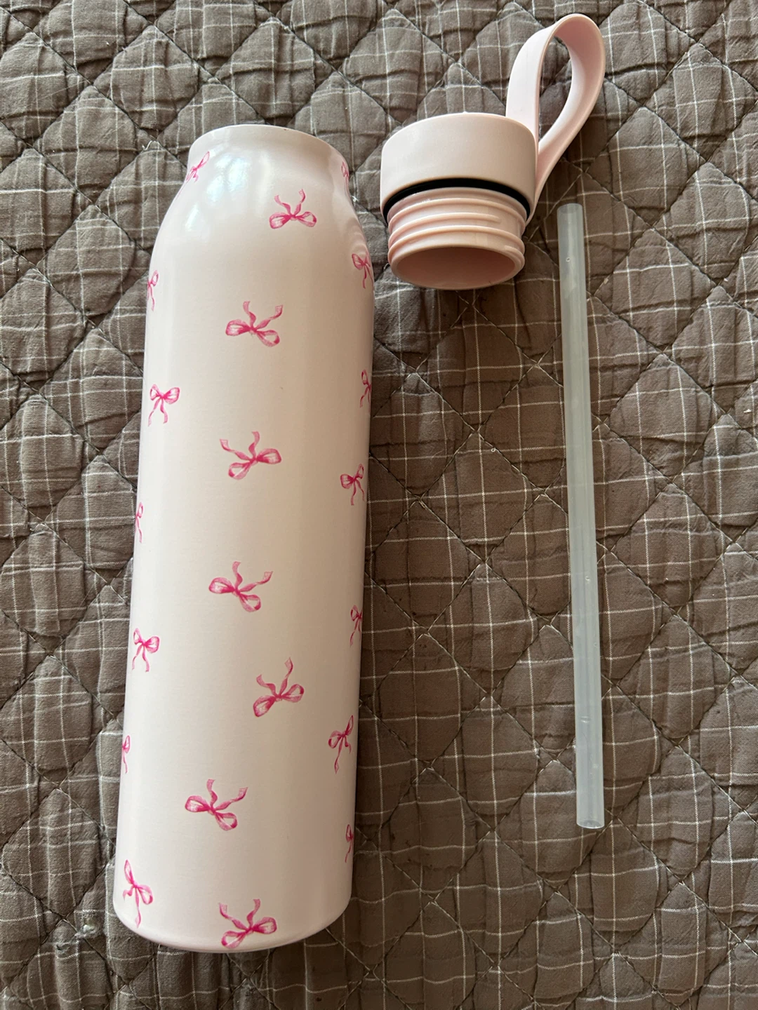 Pink Bow Water Bottle with Straw - Indigo - photo 3