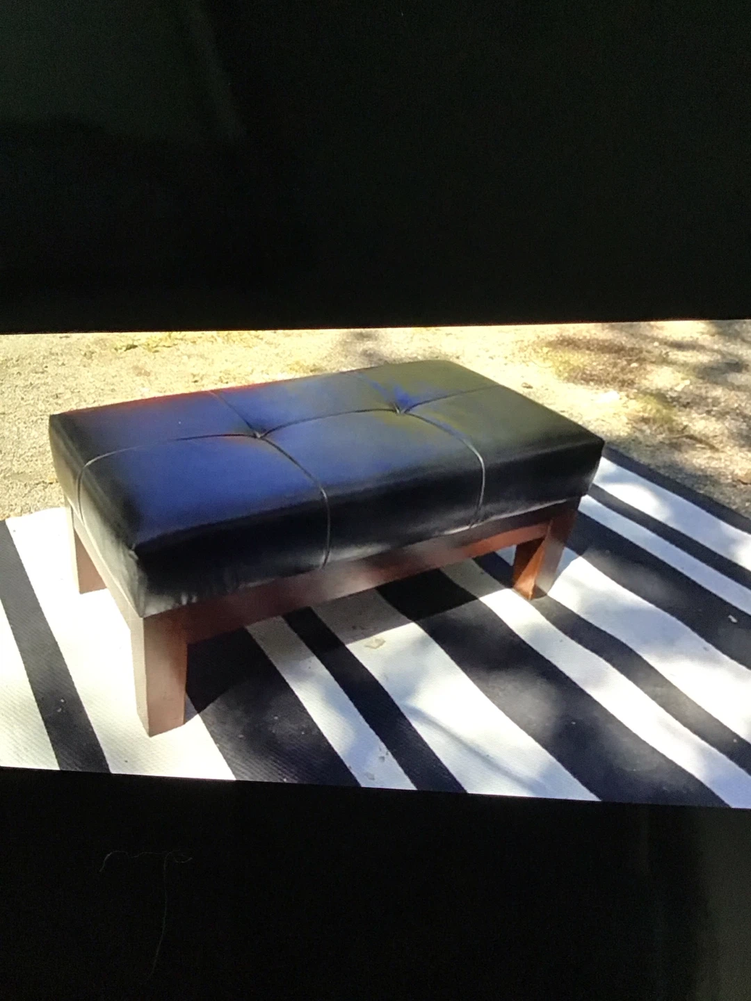 Black Tufted Ottoman Footrest