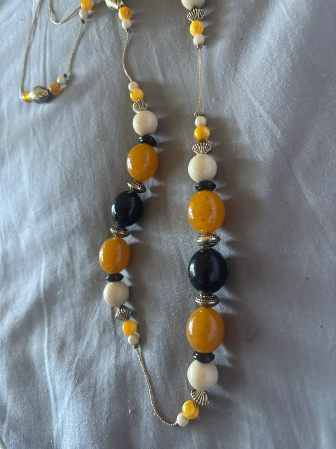 Beaded Necklace - Orange, Black, and White - photo 2