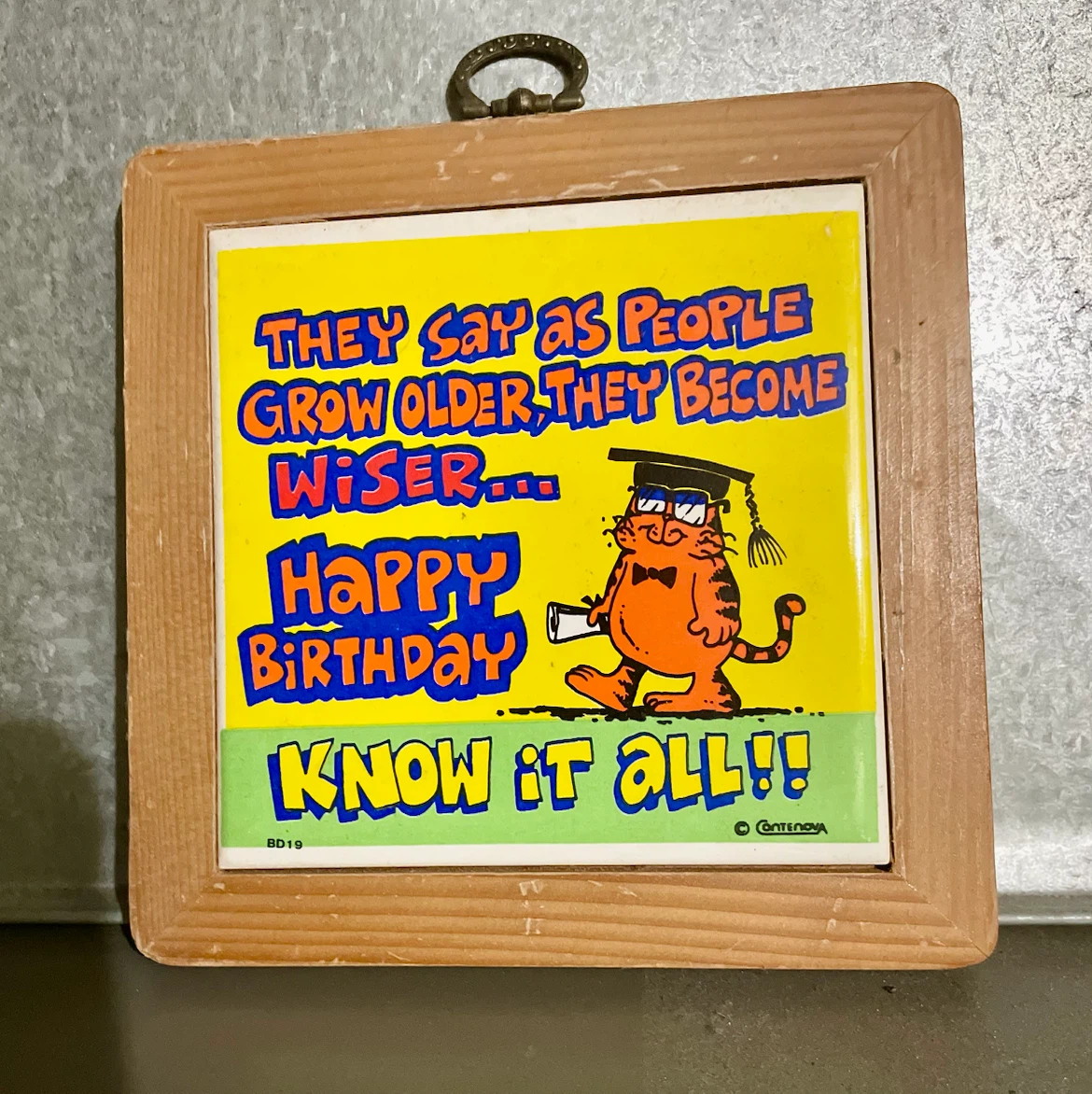 Happy Birthday Cat Ceramic Plaque