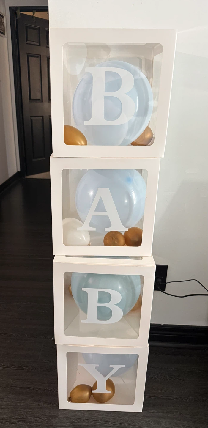 Baby Shower Balloons - "BABY" Boxes, Star and Rainbow Balloons