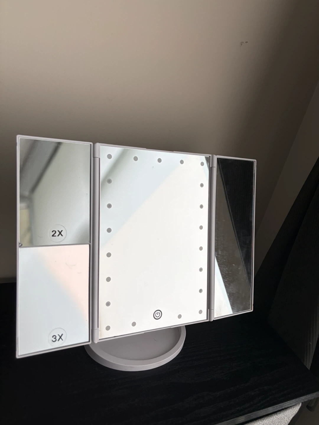 3-Sided Folding Vanity Mirror with Magnification – Slightly Used - photo 3