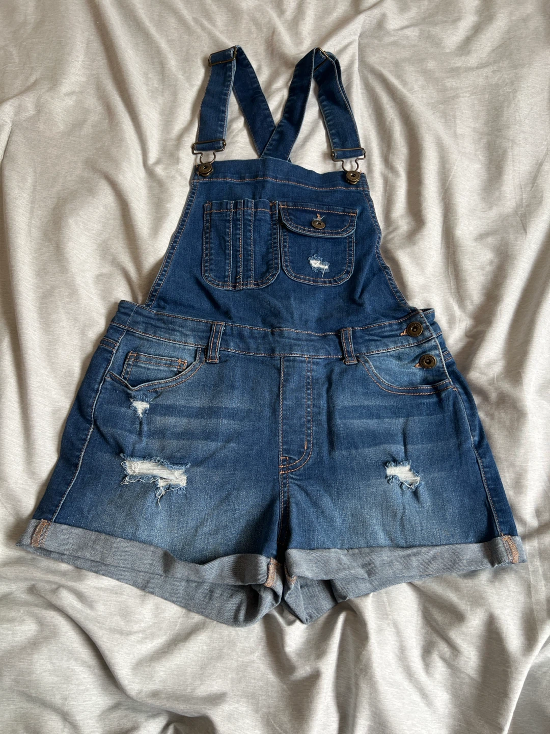 Wax Jean Denim Short Overalls