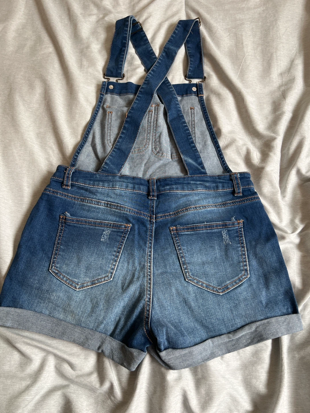 Wax Jean Denim Short Overalls - photo 2