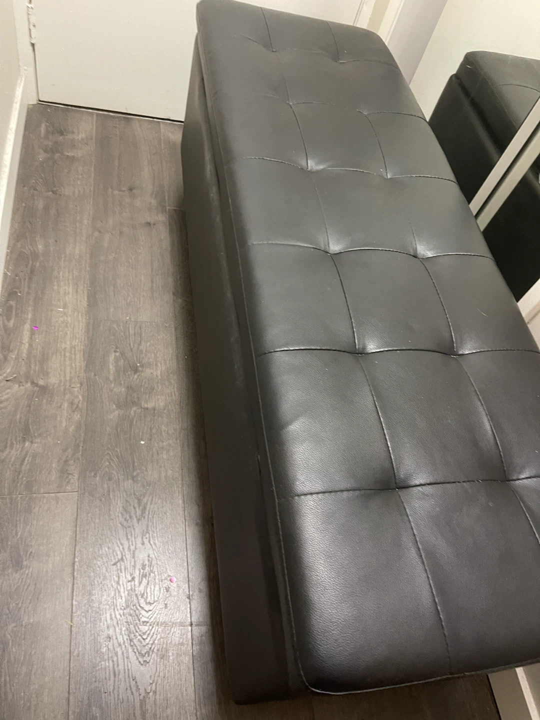 Black Tufted Storage Ottoman Bench - photo 2