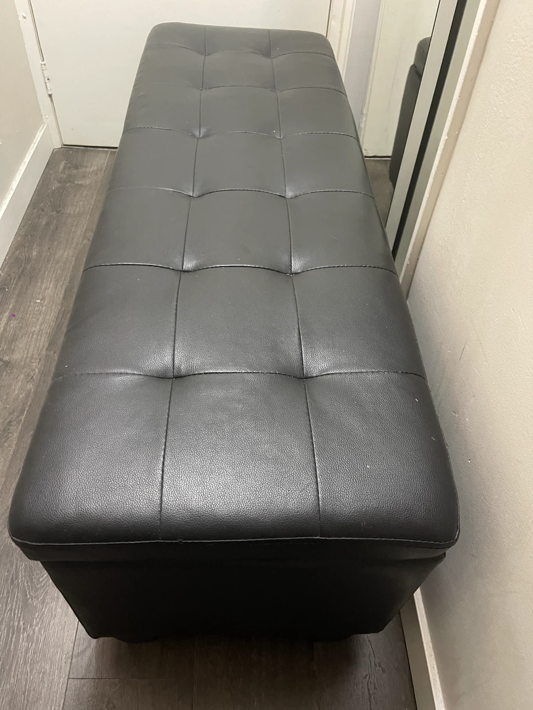 Black Tufted Storage Ottoman Bench - photo 3