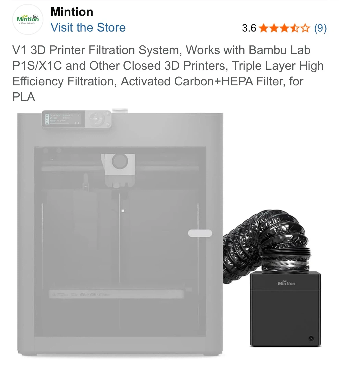 Mintion 3D Printer Filtration System V1 – Like New - photo 3