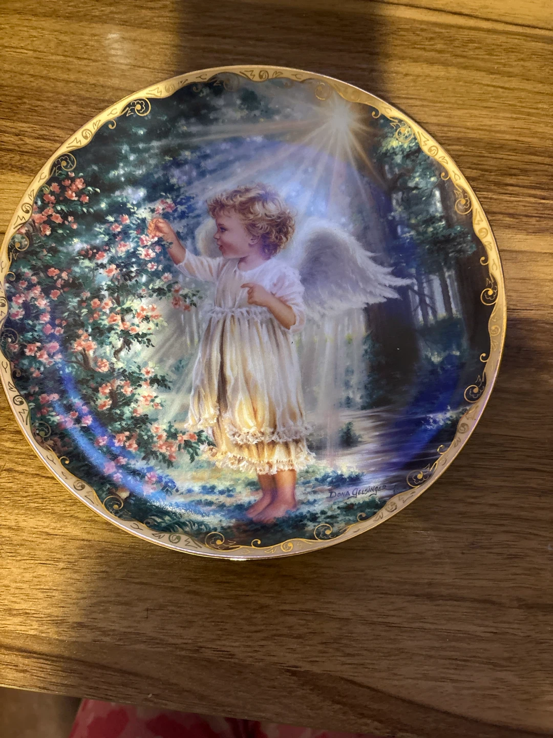 Dona Gelsinger Angel Collecting Flowers Decorative Plate