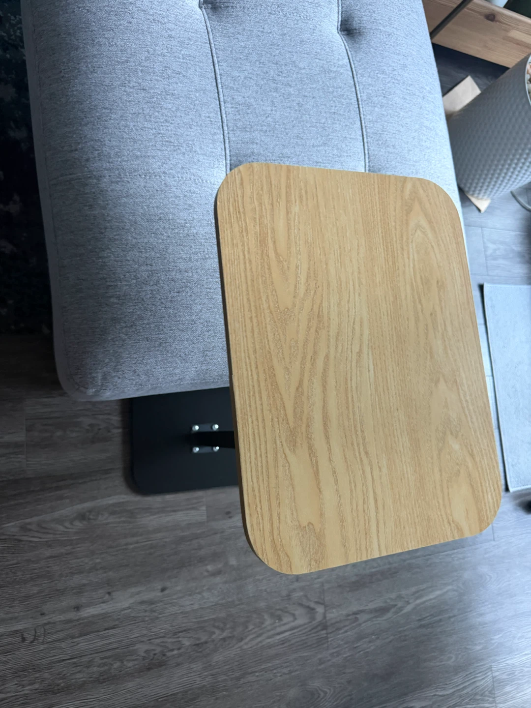 Adjustable Side Table with Wood-Look Top