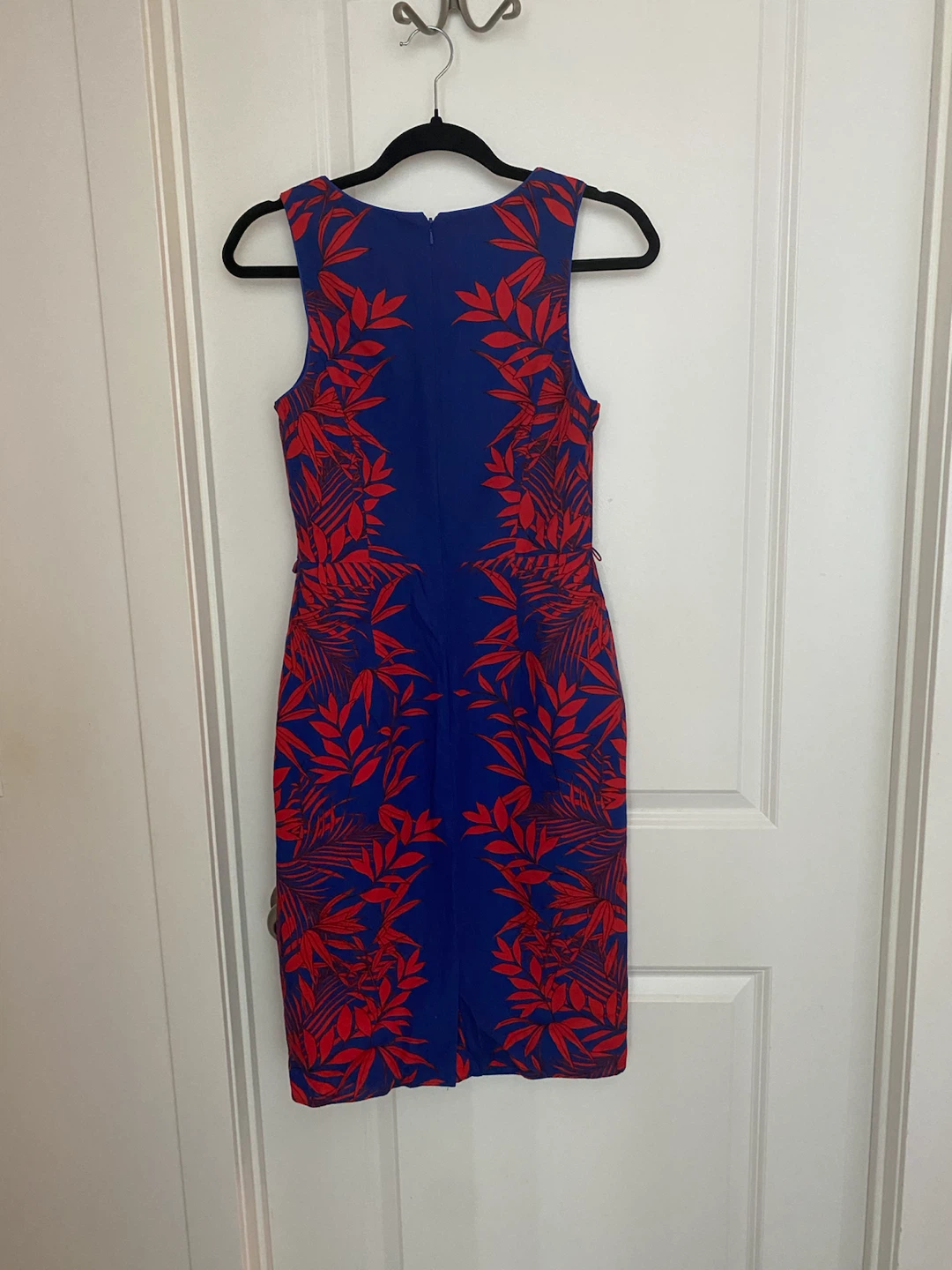 Talbots Blue & Red Leaf Print Sleeveless Sheath Dress - photo 2