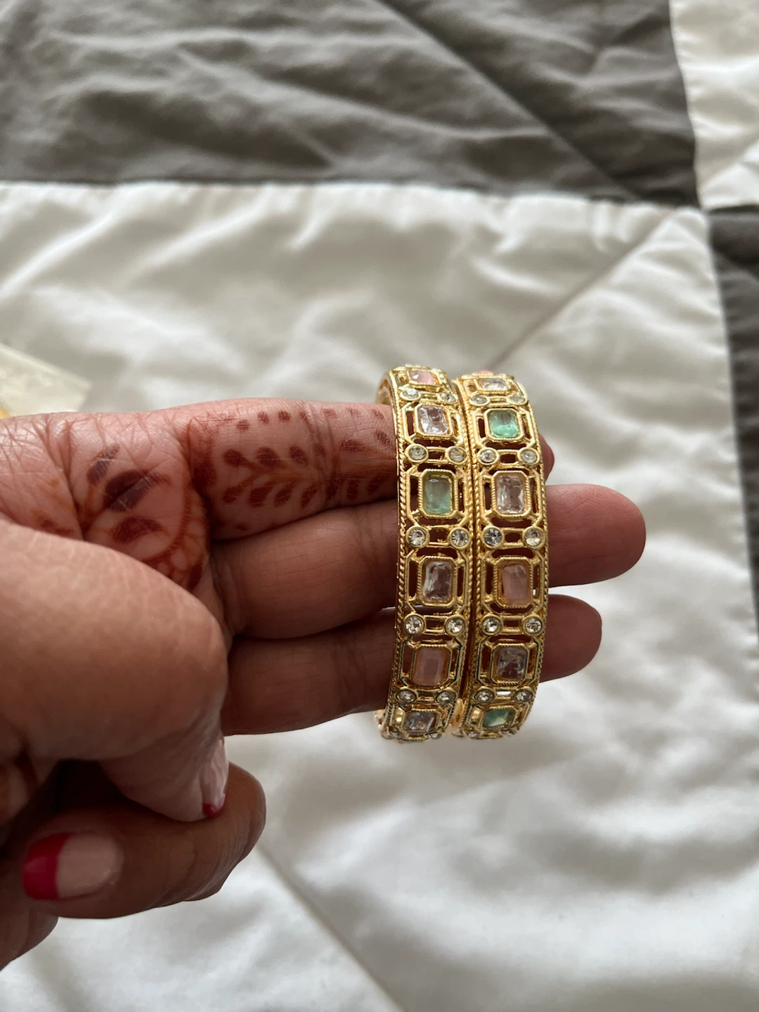 Set of Bangles - Gold & Silver Tones with Rhinestones - photo 3