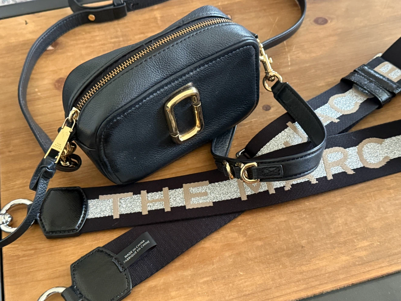 The Marc Jacobs Black Leather Snapshot Camera Bag