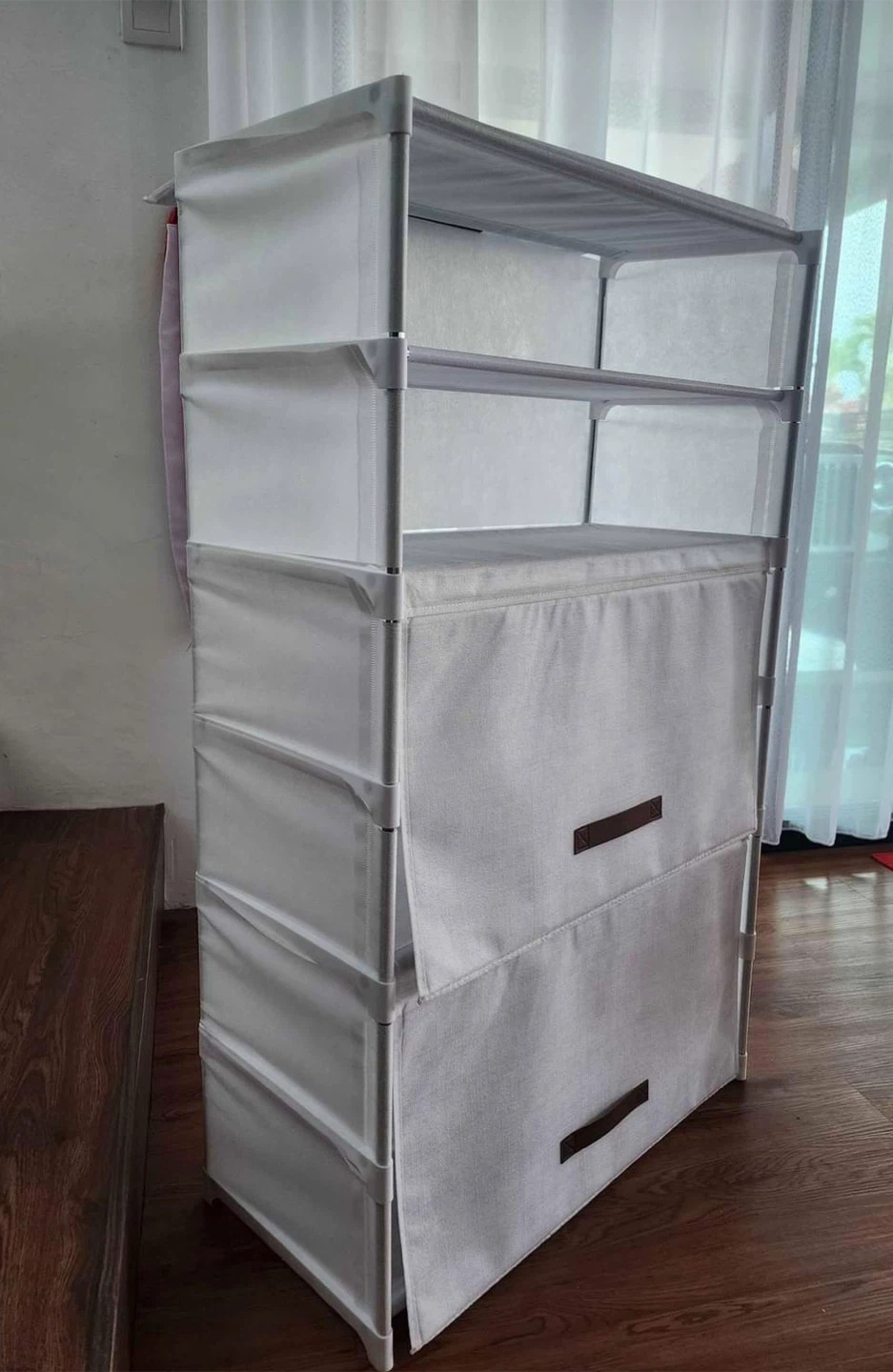White Fabric Storage Shelf Unit - photo 3