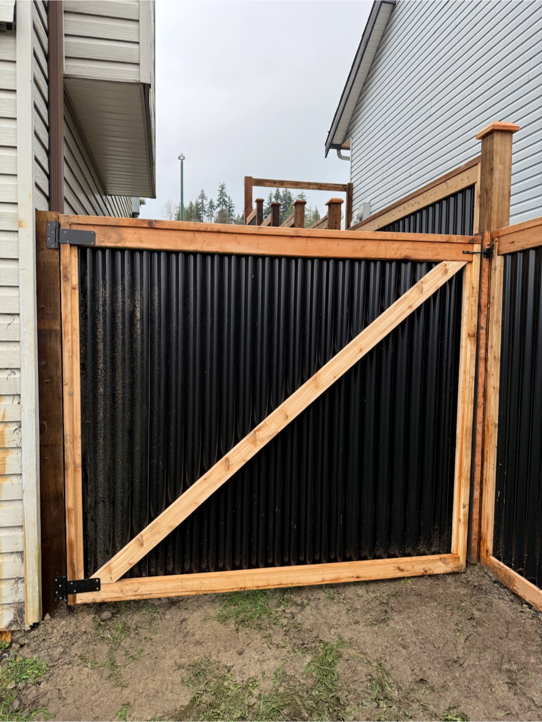 Custom Wood and Corrugated Metal Fence Gate - photo 3