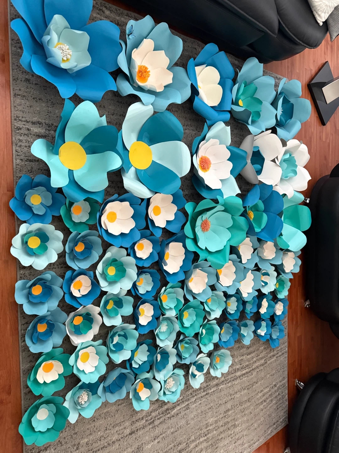 Handmade Paper Flowers Set - Shades of Blue & Tea - photo 2