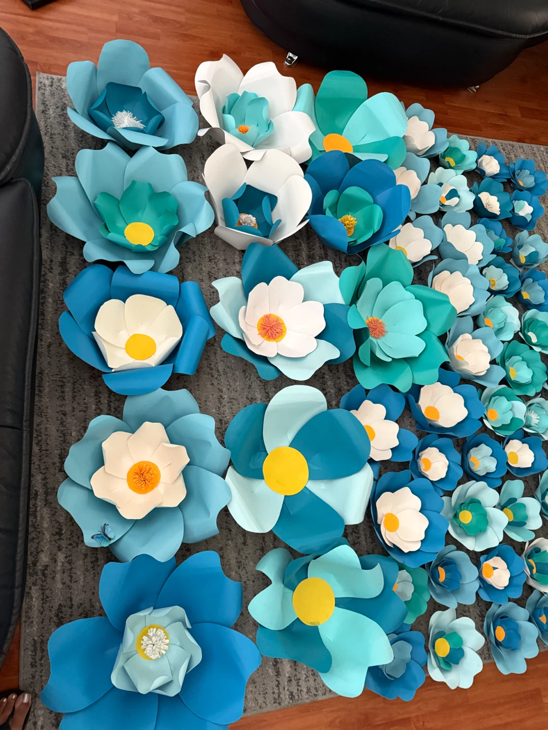 Handmade Paper Flowers Set - Shades of Blue & Tea - photo 3
