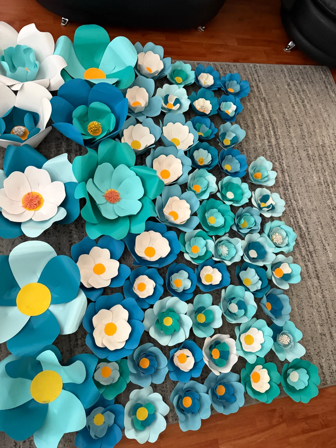 Handmade Paper Flowers Set - Shades of Blue & Tea - photo 4