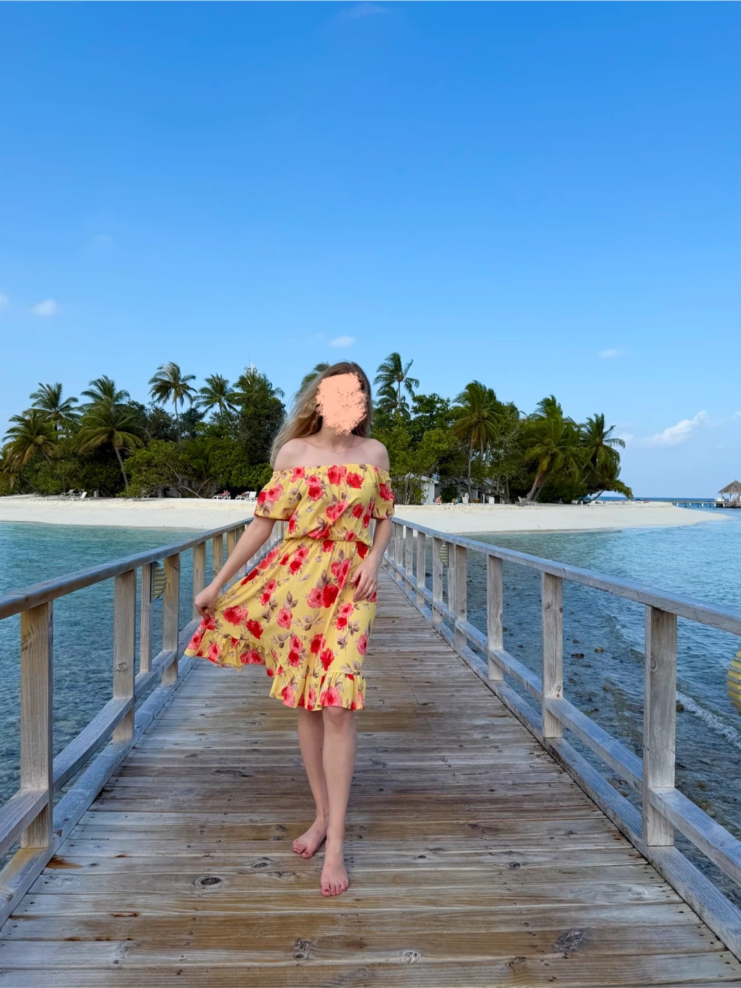 Yellow floral print off-the-shoulder dress - photo 3