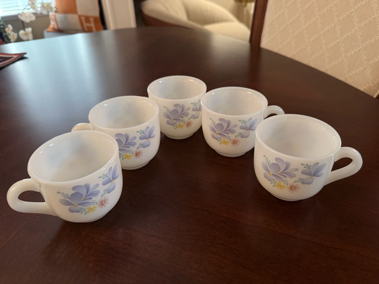 Set of 5 White Mugs with Floral Design - photo 2