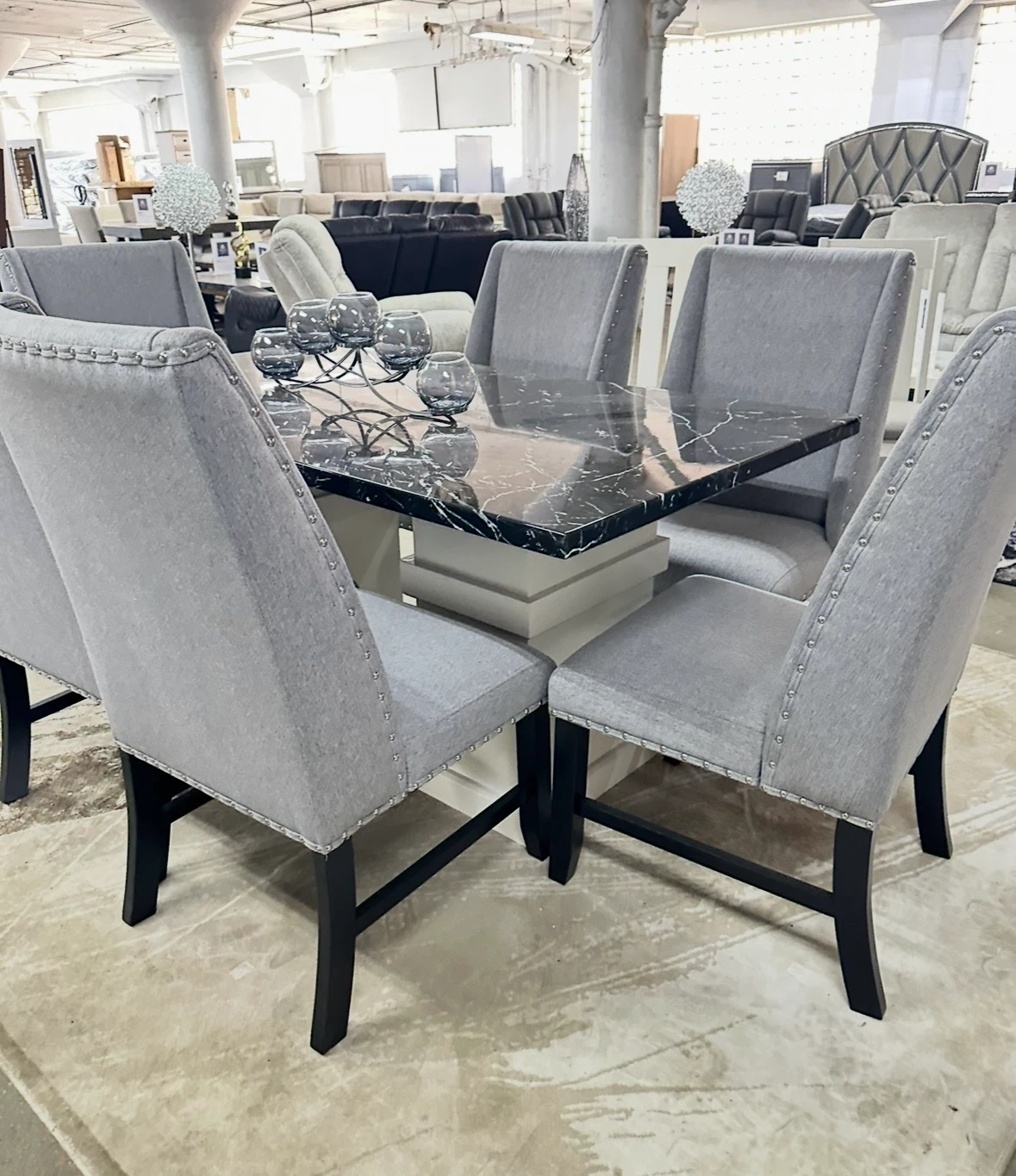 Marble table and 6 chairs