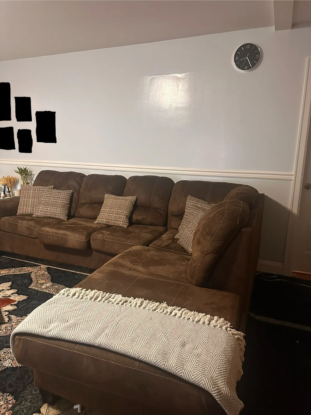 Brown Sectional Sofa with Chaise