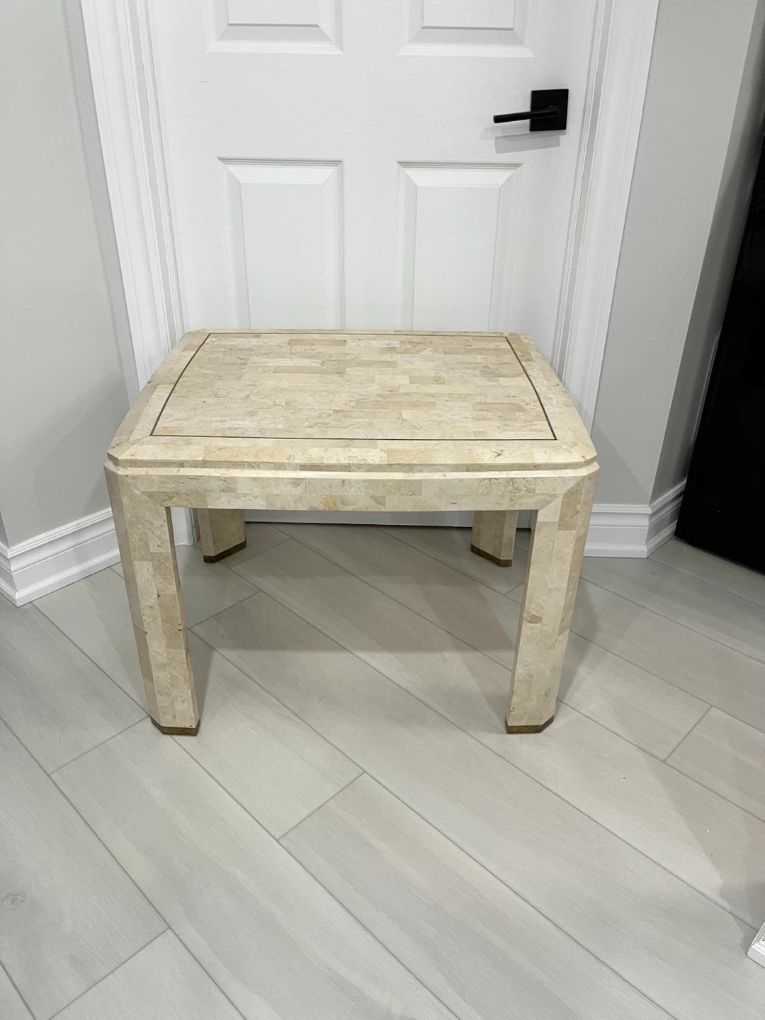 Tessellated Stone & Brass Accent Table