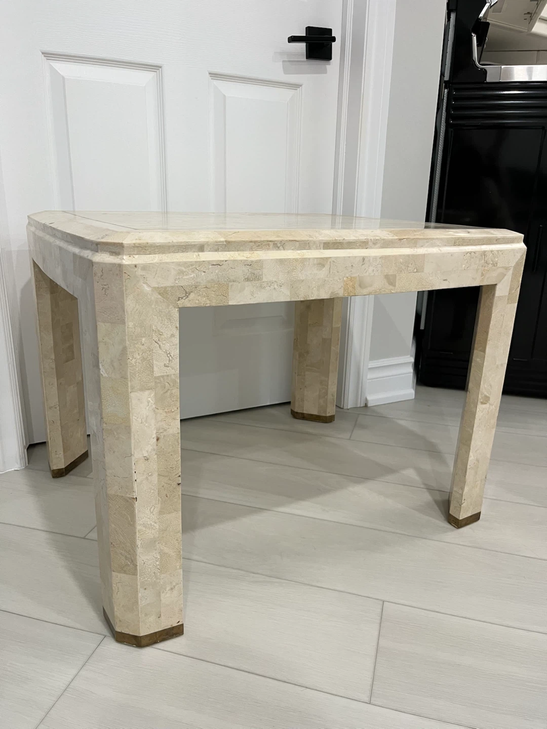 Tessellated Stone & Brass Accent Table - photo 2
