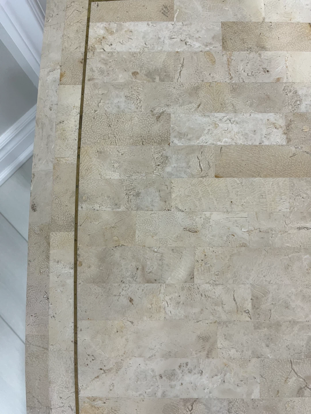 Tessellated Stone & Brass Accent Table - photo 3