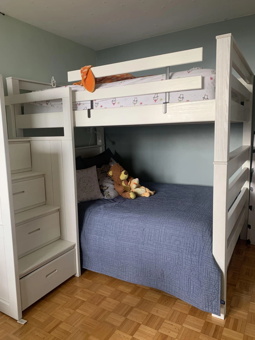 White Bunk Bed with under bed storage and stair drawers