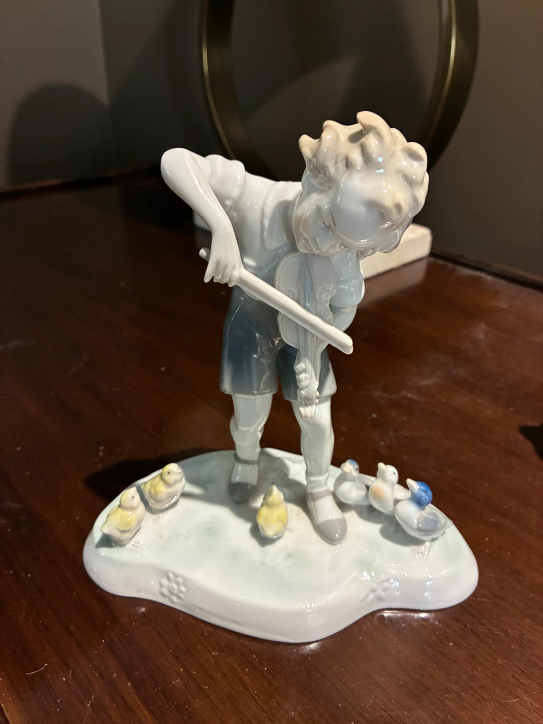 Lladro Porcelain Figurine - Boy with Violin and Ducklings
