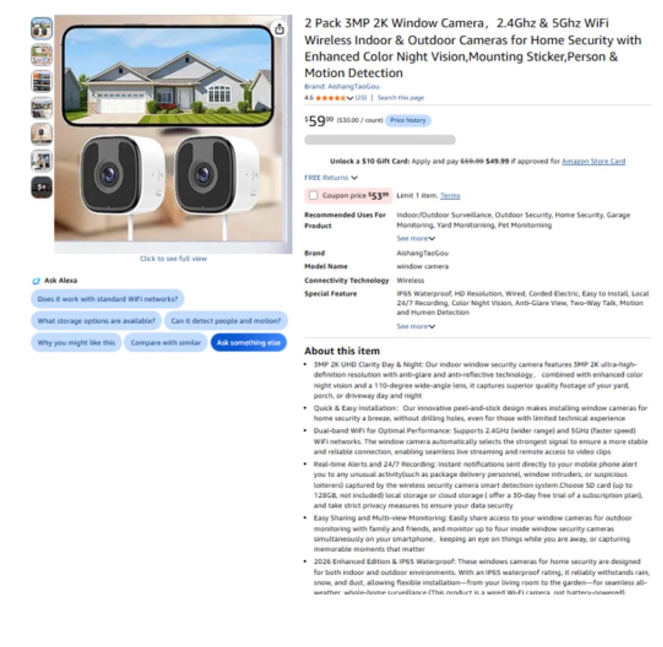 Brand new 2 Pack 3MP 2K Window Camera